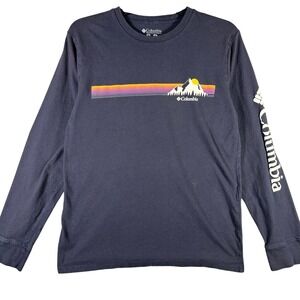 Columbia Shirt Men's M Long Sleeve Graphic Logo‎ Mountain Outside 100% Cotton
